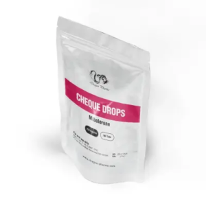 Cheque Drops tablets – 250mcg Mibolerone by Dragon Pharma in sachet packaging